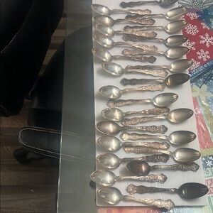 Lot of 26 silver plated state spoons
